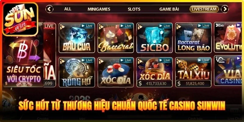 Sức hút từ thương hiệu chuẩn quốc tế Casino Sunwin