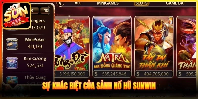 Sự khác biệt của sảnh nổ hũ Sunwin